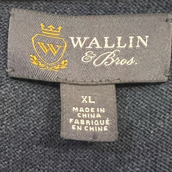 Wallin & Bros Sweater Mens Medium Cardigan Striped Blue Sz.XL - Picture 3 of 5